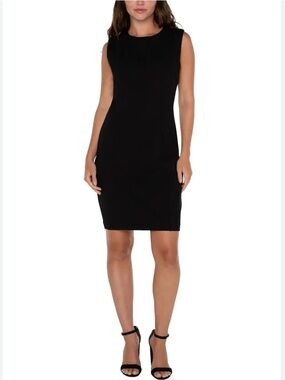 St. John Black Sleeveless Sheath Dress